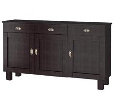 Loft24 A/S 3-TRG. Sideboard 3 Schubladen Anrichte Kommode Schrank Küchenschrank Landhausstil Kiefer Massivholz (Havanna lackiert)