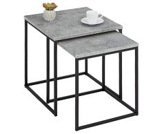 IDIMEX Couchtisch Istanbul, quadratischer Beistelltisch Ablagetisch Wohnzimmertisch, Metall, MDF Tischplatte in Beton Dekor, im 2er Set