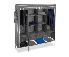 Relaxdays Faltschrank VALENTIN extra groß HxBxT: ca. 181 x 167 x 43 cm Stoffkleiderschrank mit 12 Ablagen und 2 Kleiderstangen als Garderobenschrank und Kleiderschrank großer Stoffschrank, anthrazit