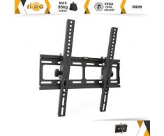 RICOO TV Wandhalterung R09 Universal für 32-65 Zoll (ca. 81-165cm) Neigbar Super Flach Wand Halter Aufhängung Fernseh Halterung auch für Curved LCD und LED Fernseher | VESA 200x100 400x400 | Schwarz
