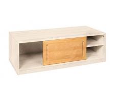 BioKinder Lina Sideboard Bettkasten Kommode mit Schiebetür aus Massivholz Erle und Kiefer 120 x 55 x 40 cm weiß lasiert, Front Erle