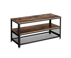 VASAGLE Fernsehtisch für Fernseher bis zu 43 Zoll, TV-Schrank im Industrie-Design, Konsole, Lowboard, Wohnzimmertisch mit Metallrahmen, Holzmaserung, Wohnzimmer, Vintage, dunkelbraun, LTV40BX