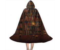 Kap Mit Kapuze,Hexengewand,Vampir Kleid Umhang,Kinder Umhang Hut, Vintage Bücherregal Bibliothek Bücherregal Unisex In Voller Länge Mit Kapuze Robe Mantel Langen Umhang Halloween Cosplay Kostüm L