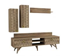 Alphamoebel 4722 Yakamoz Wohnwand TV Lowboard Anbauwand, Walnuss, Wohnzimmer, Holz, Korpus eigenes Design, 180 x 46,2 x 29,5 cm