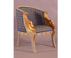 Barocksessel mit Schwanendekor Mintgrün Gold mit Karomuster in blau