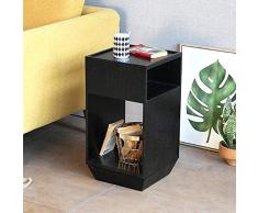 BinLZ-Table Drehschrank Computer Ecktisch Wohnzimmer Schlafzimmer Kleiner Beistelltisch Aufbewahrung Nachttisch, Schwarz