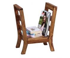 FineBuy Zeitungsständer Massivholz Sheesham 44 cm breit Zeitschriften-Ständer Design Prospekt-Halter Landhaus-Stil Holz-Regal Natur-Produkt Wohnzimmer-Regal Buch-Ablage Echtholz Ablagefach Unikat