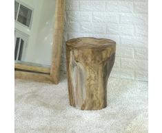wohnfreuden Teak Holz Stamm Hocker massiv ca. 40 cm geschliffen Elefantenfuss