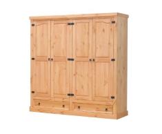 dynamic24 4trg massiv Mexico Kiefer Kleiderschrank New Mexiko Schlafzimmer-Schrank gelaugt
