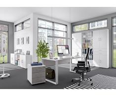 möbelando Aktenschrank Beistellschrank Ordnerschrank Büroschrank Standschrank Hamburg IV Weiß