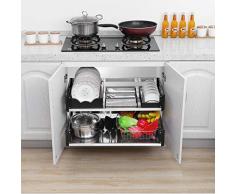 Ziehen Sie unter Kabinett Pots & Pans Schieberegal Shallow Shelf Shallow Cabinet Edelstahl Damping Dish Rack Seasoning Basket Double Layer (größe : 720 Cabinet)