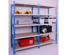 Profi-Schwerlast-Steckregal 300 GRUND 180x100x60cm, 5 Böden, 300KG/Boden blau/lichtgrau, Marke: Szagato (Lagerregal, Kellerregal, Werkstattregal, Regal)