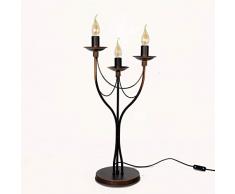Tischlampe Shabby Beleuchtung Braun Metall Rustikal Kerzenhalter Stil Leuchte Tisch Wohnzimmer