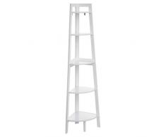 VASAGLE Eckregal, Bücherregal mit 5 Ablagen, Leiterregal, Pflanzenregal, stabiles Standregal für Wohnzimmer, Badezimmer, Schlafzimmer, Büro, weiß LLS91WT