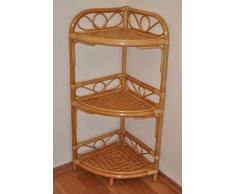 Rattanregal, Rattan Eckregal mit 3 Böden, Gr. 36 x 36 cm H 90 cm, Fb. Honig