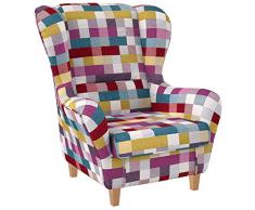 Supellex Ohrensessel/Fernsehsessel Sofia, Dessin: Fancy Patchwork, kariert, bunt