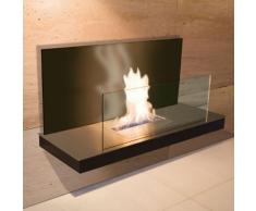 Wall Flame 2 schwarz gebürsteter Edelstahl Glas schwarz Ethanolkamin