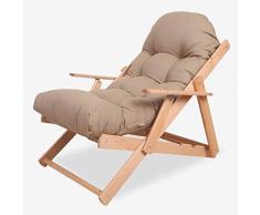 HOMRanger Lazy Couch Massivholz Faltbarer Lehnstuhl Elm Mittagspause Flachsstuhl Lehnsofa Stuhl Lazy Chair Hocker Kamel Klappstuhl