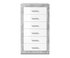 Stella Trading Stone Kommode, Schubkastenkommode, Holzdekor, Beton-Weiß, ca. 66 x 102 x 37 cm