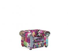 Beliani Stilvoller Sessel Polsterbezug Patchwork Motiv violett Chesterfield