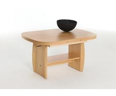 lifestyle4living Couchtisch ist höhenverstellbar und ausziehbar, Wohnzimmertisch ist aus Buche-NB und hat zusätzlichen Ablageboden, der extra Platz bietet
