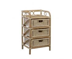 SEDEX Romeo Rattanregal/Wäscheregal/Korbregal mit 3 Schubladen/Rattankommode - weiß gewischt