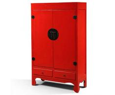 LEBENSwohnART Hochzeitsschrank Asia Rot ca. 105x175x45cm (BxHxT) China Schrank Kleiderschrank