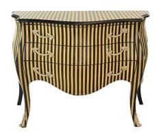 Casa Padrino Barock Kommode Streifen Creme/Schwarz - Handgefertigt aus Massivholz- Limited Edition