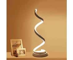 ELINKUME Spiral LED Nachttischlampen, 12W Warmweiß Augenschutz Stufenlose Helligkeit Dimmbar, Gebogene LED Tischleuchte/Schreibtischlampe/Dekorative Beleuchtung für Schlafzimmer Wohnzimmer (Weiß)