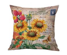 Nunubee Kissenbezug Wohnzimmer deko Kissen Nordische Retro-Blumen-Serie Baumwollmaterial Autodekoration Sofa Cover, Vögel und Blumen-Serie 2 45x45cm