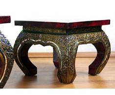 Asiatischer Opiumtisch mit Glasmosaikverzierungen, Beistelltisch aus Massivholz der Marke Asia Wohnstudio, asiatischer Couchtisch, Nachttisch, Massivholz Möbel, (30cm)