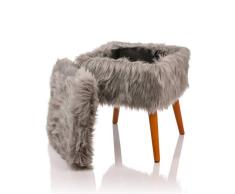 OF Hocker mit Stauraum - Polsterhocker, Fußhocker - Grau, Weiß, Beige (Grau)