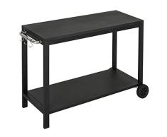 HOMCOM Küchenwagen mit Rollen, Servierwagen, Küchenhilfe, Edelstahl, Schwarz, 128 x 46,5 x 86,5 cm