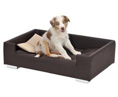 animal-design Hunde-Sofa aus Kunst-Leder mit Deko-Kissen in grau braun oder Nougat, Farbe:braun