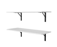 HOMFA Wandregal Holz 2er Set Schweberegal weiß bis 15kg belastbar Wandboard für Wohnzimmer Flur Küche Badezimmer 80 x 29,5 x 18,5 cm