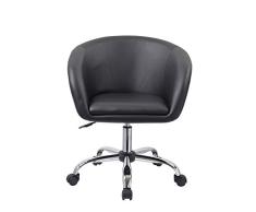 Schicker Rollhocker Bürostuhl Kunstleder Kosmetikhocker Drehstuhl Höhenverstellung drehbar Farbauswahl - TYP 440F, Farbe:Schwarz, Material:Kunstleder