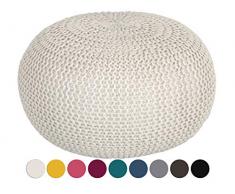 Pouf waschbar Sitzpouf Sitzpuff 100% wasserfest Sitzhocker Strickhocker Bodenkissen Sitzgelegenheit Grobstrick-Optik Ø 55 x 37 cm EXTRAGROSS Farbe beige - lipizano