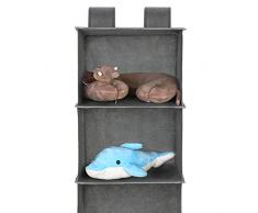 MaidMAX Hängeaufbewahrung Kleiderschrank Organizer, Hängeregal Hängeorganizer mit 6 Breiten Fächern, hängender Stoffschrank, Schrank Ordnungssystem für Camping, Vlies-Gewebe, faltbar- grau stabil