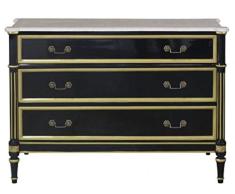 Casa Padrino Barock Kommode mit 3 Schubladen und Marmorplatte Schwarz/Gold/Weiß 111,3 x 52,6 x H. 81,3 cm Möbel im Barockstil