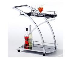 IDIMEX Servierwagen Beistellwagen Servicewagen Teewagen EVO in schwarz/Chrom, 2 Sicherheitsglasböden