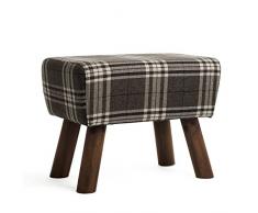 Xi Man Shop Vierkant Fußbank aus massivem Holz Abnehmbarer Hocker Schuhbank Betthocker Schminkhocker aus Baumwolle und Leinen 34 * 40 * 51cm (Color : Black)