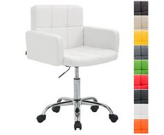 CLP Arbeitshocker LOS Angeles mit Kunstlederbezug I Drehstuhl mit Laufrollen I Höhenverstellbarer Rollhocker mit Metallgestell I erhältlich Weiß