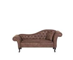Bequeme Chaiselongue Kunstleder rechtsseitig Hellbraun Lattes