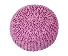 Voglrieder Sitzpouf Strickhocker Grobstrick handgeknüpft Ø 55 cm pink