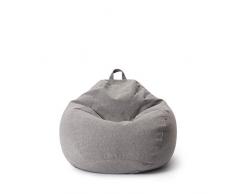 Lumaland Comfort Line Sitzsack M Indoor - 70x80x50 cm - Bodenkissen, Bean Bag Chair - 120 L - EPS Perlen Füllung - Hellgrau