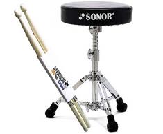 Sonor DT-2000 Drumhocker Schlagzeug Hocker + keepdrum Drumsticks 1 Paar