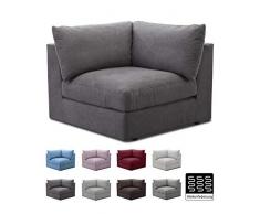 CAVADORE Sofa-Modul Fiona Spitzecke / Ecke für Wohnlandschaft oder XXL-Sessel / 107 x 90 x 107 / Webstoff grau