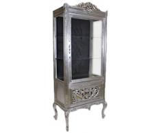 Casa Padrino Barock Vitrine Silber/Schwarz - Vitrinenschrank - Wohnzimmerschrank Glasvitrine