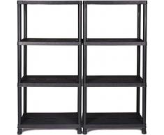 Ondis24 Regal, Lagerregal, 60 x 30 x 138 (H) cm, 12 Zoll Steckregal, Kunststoff, anthrazit, bis maximal 100 kg belastbar - Doppelpack!