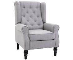 HOMCOM Einzelsofa Relaxsessel Einzelstuhl mit Tufting Holzfüße Polyester Grau 76 x 86 x 108 cm